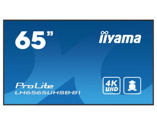 iiyama LH6565UHSB-B1 pantalla de señalización Diseño de quiosco 163,8 cm (64.5") LED Wifi 800 cd / m² 4K Ultra HD Negro Procesador incorporado Android 11 24/7