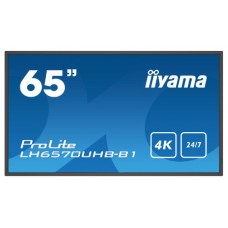 iiyama LH6570UHB-B1 pantalla de señalización Pantalla plana para señalización digital 163,8 cm (64.5") VA 700 cd / m² 4K Ultra HD Negro Procesador incorporado Android 9.0 24/7