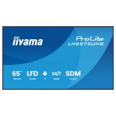 MONITOR IIYAMA 65" (LH6575UHS-B1AG)3840X2160, UHD IPS PANEL, OPERACION 24/7 500CD/M, LANDSCAPE PORTRAIT, SIGNAL FAILOVER, SPEAKERS 2X 10W, MULTIPLE INPUTS (DVI-I (VGA),HDMI 3X, DP-OUT ,USB 2.0 X2, WIFI, LAN, MEDIA PLAY USB PORT, CONTROL LAN/RS232
