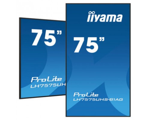 MONITOR IIYAMA 75" (LH7575UHS-B1AG) 3840X2160 / 4K UHD / 24/7 / 500 CD/M / 8MS / DP / 3XHDMI / MICRO SD SLOT /  E-SHARE /IISIGNAGE 2  / RJ45 / SDM SLOT PC / ANDROID 11.0