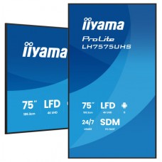 MONITOR IIYAMA 75" (LH7575UHS-B2AG) 3840X2160 / 4K UHD / 24/7 / 500 CD/M / 8MS / DP / 3XHDMI / MICRO SD SLOT /  E-SHARE /IISIGNAGE 2  / RJ45 / SDM SLOT PC / ANDROID 11.0