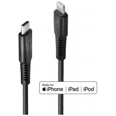 LINDY CABLE REFORZADO USB-C A LIGHTNING, NEGRO, 0.