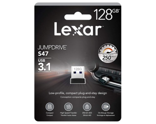 Lexar JumpDrive S47 unidad flash USB 128 GB USB tipo A 3.2 Gen 1 (3.1 Gen 1) Negro