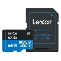 LEXAR 64GB HIGH-PERFORMANCE 633X MICROSDXC UHS-I, UP TO 100MB/S READ 45MB/S WRITE C10 A1 V30 U3