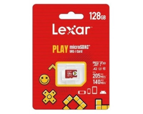 LEXAR 128GB PLAY MICROSDXC™ UHS-I CARDS, UP TO 205MB/S READ, 140MB/S WRITE, C10 A2 V30 U3