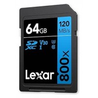 LEXAR 64GB PROFESSIONAL 800X PRO SDXC UHS-I CARDS,  UP TO 150MB/S READ, C10 V30 U3