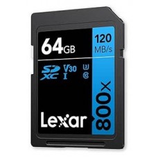 LEXAR 64GB PROFESSIONAL 800X PRO SDXC UHS-I CARDS,  UP TO 150MB/S READ, C10 V30 U3