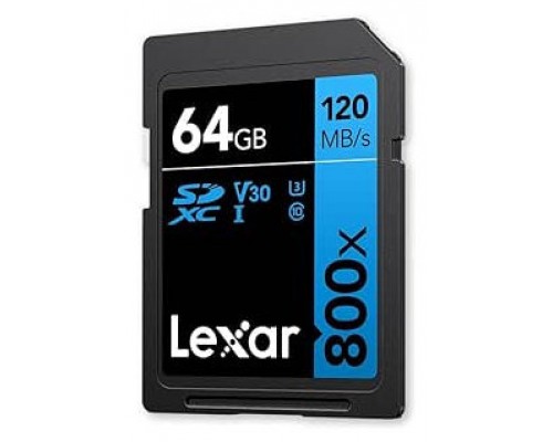 LEXAR 64GB PROFESSIONAL 800X PRO SDXC UHS-I CARDS,  UP TO 150MB/S READ, C10 V30 U3