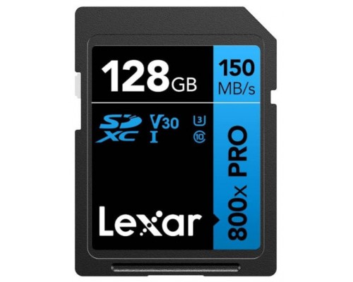 LEXAR 128GB PROFESSIONAL 800X PRO SDXC UHS-I CARDS,  UP TO 150MB/S READ 45MB/S WRITE C10 V30 U3