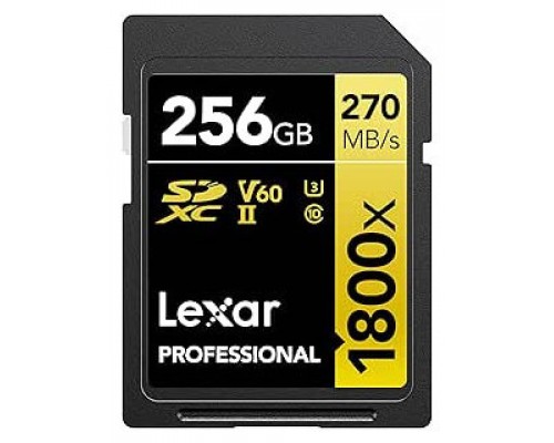 LEXAR 256GB PROFESSIONAL 1800X SDXC UHS-II CARDS,  UP TO 280MB/S READ 210MB/S WRITE C10 V60 U3