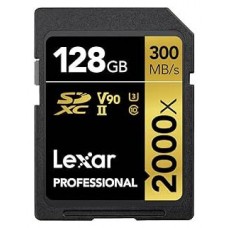 LEXAR 128GB PROFESSIONAL 2000X SDXC UHS-II CARDS, UP TO 300MB/S READ 260MB/S WRITE C10 V90 U3