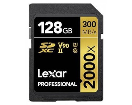 LEXAR 128GB PROFESSIONAL 2000X SDXC UHS-II CARDS, UP TO 300MB/S READ 260MB/S WRITE C10 V90 U3