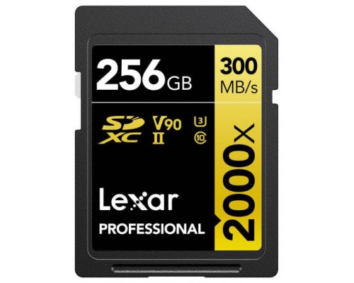 LEXAR 256GB PROFESSIONAL 2000X SDXC UHS-II CARDS, UP TO 300MB/S READ 260MB/S WRITE C10 V90 U3