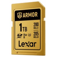 LEXAR 1TB PROFESSIONAL ARMOR GOLD SDXC UHS-II CARDS,  UP TO 280MB/S READ 210MB/S WRITE C10 V60 U3,STAINLESS STEEL CASING, IP68