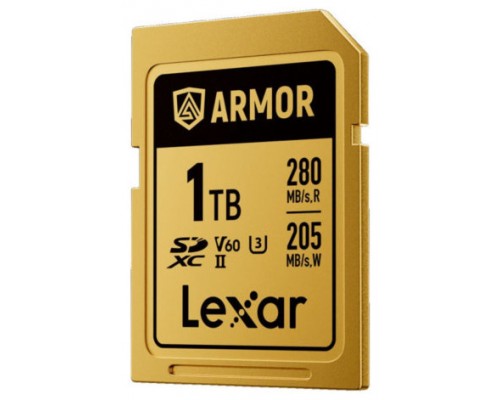 LEXAR 1TB PROFESSIONAL ARMOR GOLD SDXC UHS-II CARDS,  UP TO 280MB/S READ 210MB/S WRITE C10 V60 U3,STAINLESS STEEL CASING, IP68