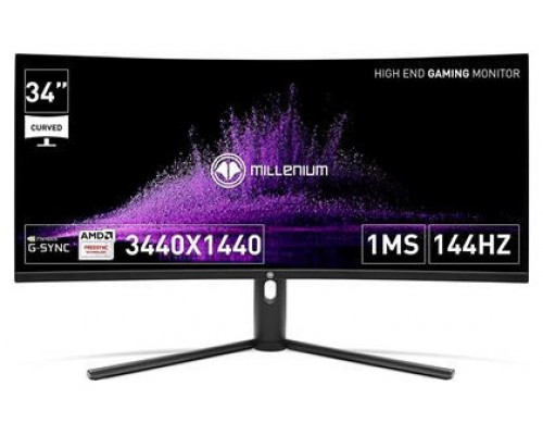 MONITOR GAM MILLENIUM 34" CURVO FHD,IPS, 144hz,3440x1440,1ms,HDMI,Display Port,21:9, BLACK