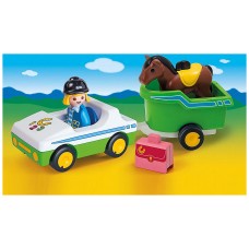 Playmobil 1.2.3 coche con remolque caballo