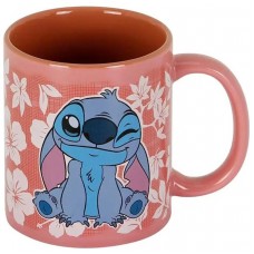 Taza karactermania disney stitch flores rosas