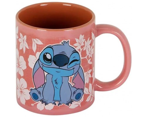 Taza karactermania disney stitch flores rosas