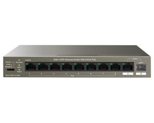 Switch tenda teg1110pf - 8 - 102w 10 puertos