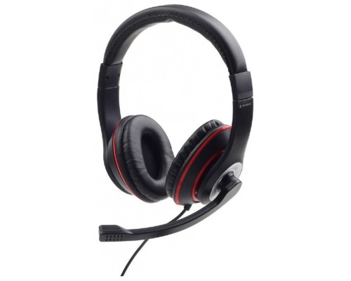 AURICULARES ESTEREO GEMBIRD COLOR NEGRO CON ARO ROJO