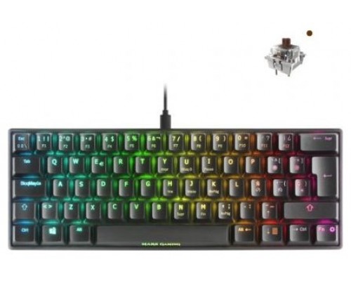 Mars Gaming MKMINIBRES Teclado Mecánico Ultra-Compacto Full RGB Chroma Switch OUTEMU PRO Marrón Negro Idioma Español