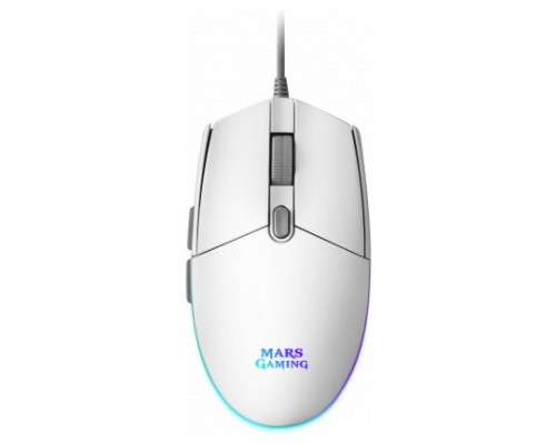 MOUSE MARS GAMING RGB MMG WHITE 3200DPI 6 BOTONES