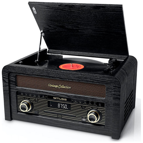 MUSE MT-115 W BLACK WOOD / TOCADISCOS CON RADIO Y ALTAVOCES-M028 MUSE MT-115 W BLACK WOOD / TOCADISCOS CON RADIO Y ALTAVOCES