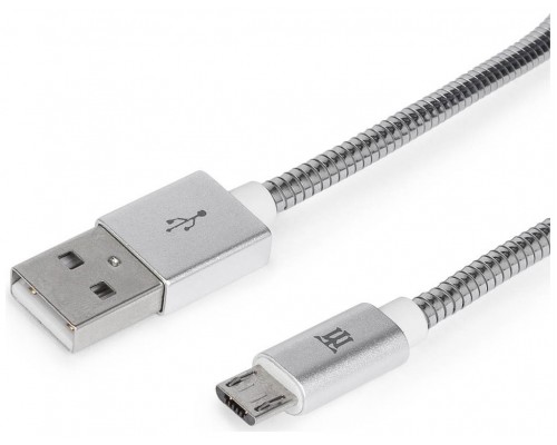 CABLE MAILLON PREMIUM MICRO USB 2,4 METAL PLATEADO 1M