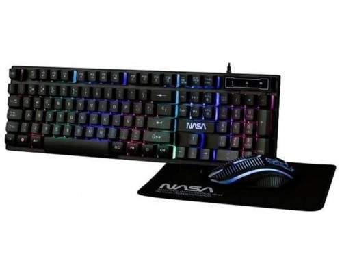 Kit GAMIN 3 en 1 TECLADO + RATON + ALFOMBRILLA de NASA PEGASUS