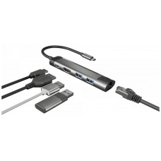 ADAPTADOR 5 IN 1 USB-C  NATEC FOWLER GO 2X USB 3.0 HUB, HDMI 4K, USB-C PD