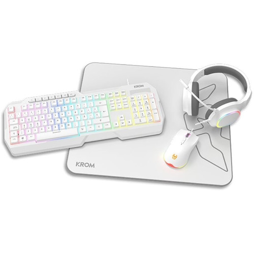 KROM KENTA PC Combo Gaming 4 en 1 RGB Blanco-IA6 KROM KENTA PC Combo Gaming 4 en 1 RGB Blanco
