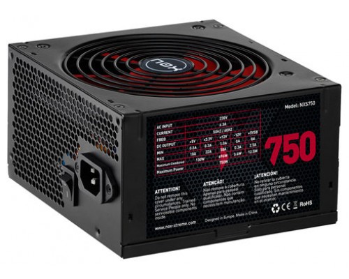 NOX NXS750 unidad de fuente de alimentación 750 W 20+4 pin ATX Negro, Rojo