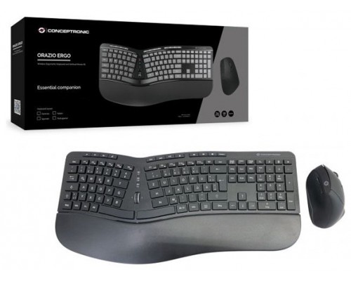 Pack Teclado Y Mouse Wireless Ergonomico Conceptronic