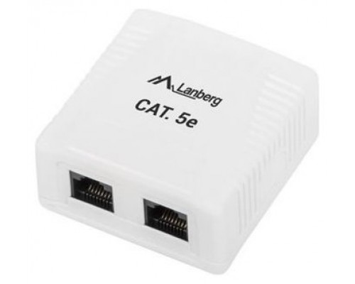 ROSETA DE SUPERFICIE LANBERG CAT.5E UTP 2X TOMA RJ45 BLANCO