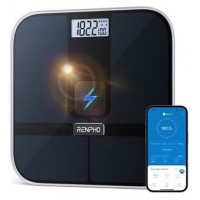 RENPHO ELIS SOLAR 2 - SMART BODY SCALE - ITO - BLE - 11X11X0.9 INCH - BLACK-8MR RENPHO ELIS SOLAR 2 - SMART BODY SCALE - ITO - BLE - 11X11X0.9 INCH - BLACK