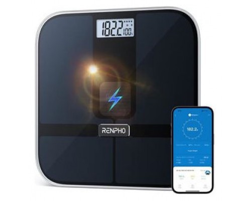 RENPHO  ELIS SOLAR 2 - SMART BODY SCALE - ITO - BLE - 11X11X0.9 INCH - BLACK