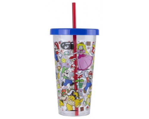 VASO DE PLÁSTICO CON PAJITA SUPER MARIO 700ML PALADONE REDSTRING PP8015NN