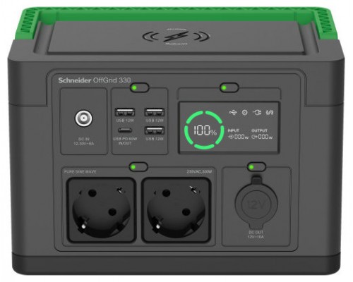 SCHNEIDER OFFGRID PORTABLE POWER STATION 330, 332WH LITHIUM-ION, 2 SCHUKO, SINEWAVE
