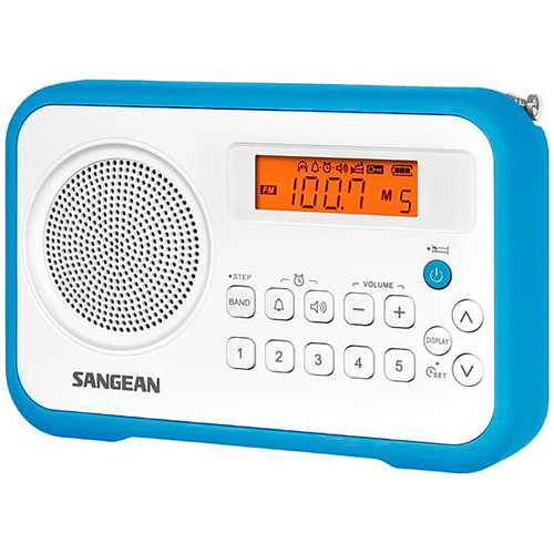 SANGEAN PRD18 B-A AZUL, BLANCO / RADIO DESPERTADOR PORT&Aacute;TIL