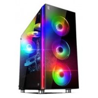 CAJA SEMITORRE PRIMUX GAMING PB201 600W ABK 80+WHITE 4 VENTILADORES ARGB CRISTAL TEMPLADO