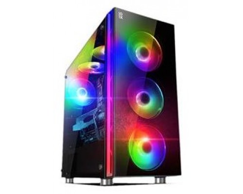 CAJA SEMITORRE PRIMUX GAMING PB201 600W ABK 80+WHITE 4 VENTILADORES ARGB CRISTAL TEMPLADO