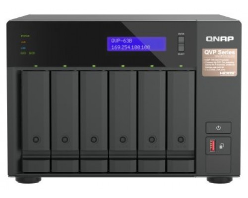 QNAP QVP-63B servidor de almacenamiento NAS Torre Intel® Core™ i3 16 GB DDR4 0 TB Negro