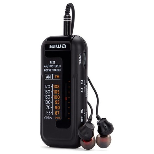 RADIO ANALOGICA MINI AIWA R-22BK AM/FM HYPERBASS COLOR-DN4 RADIO ANALOGICA MINI AIWA R-22BK AM/FM HYPERBASS COLOR