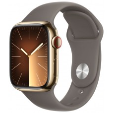 APPLE WATCH SERIES 9 41MM SILVER STAINLESS STEEL CASE WITH CLAY SPORT BAND MRJ63QL/A