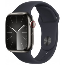 APPLE WATCH SERIES 9 41MM SILVER STAINLESS STEEL CASE WITH MIDNIGHT SPORT BAND MRJ83QL/A