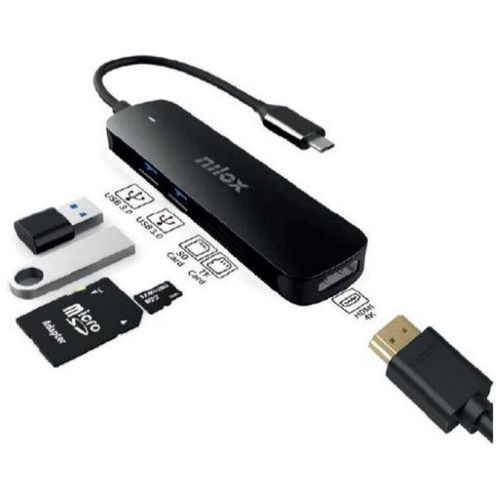 NILOX NXDSUSBC05 NEGRO / ADAPTADOR USB-C 5 EN 1, HDMI, USB 3.2 GEN1, SD/TF-M03 NILOX NXDSUSBC05 NEGRO / ADAPTADOR USB-C 5 EN 1, HDMI, USB 3.2 GEN1, SD/TF