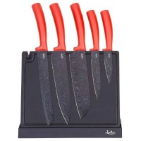 JATA SET OF 5 KNIVES AND KNIFE BOARD RED/BLACK HACC4502