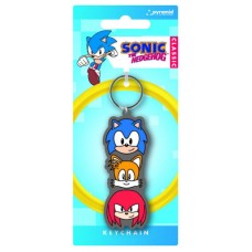 LLAVERO TRÍO APILADO SONIC, TAILS KNUCKLES 6 CM PYRAMID REDSTRING RK39440C