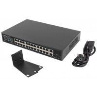 SWITCH LANBERG 24 PTOS 1GB POE+/2X SFP 2X GBIT ETHERNET 250W RACK 19"